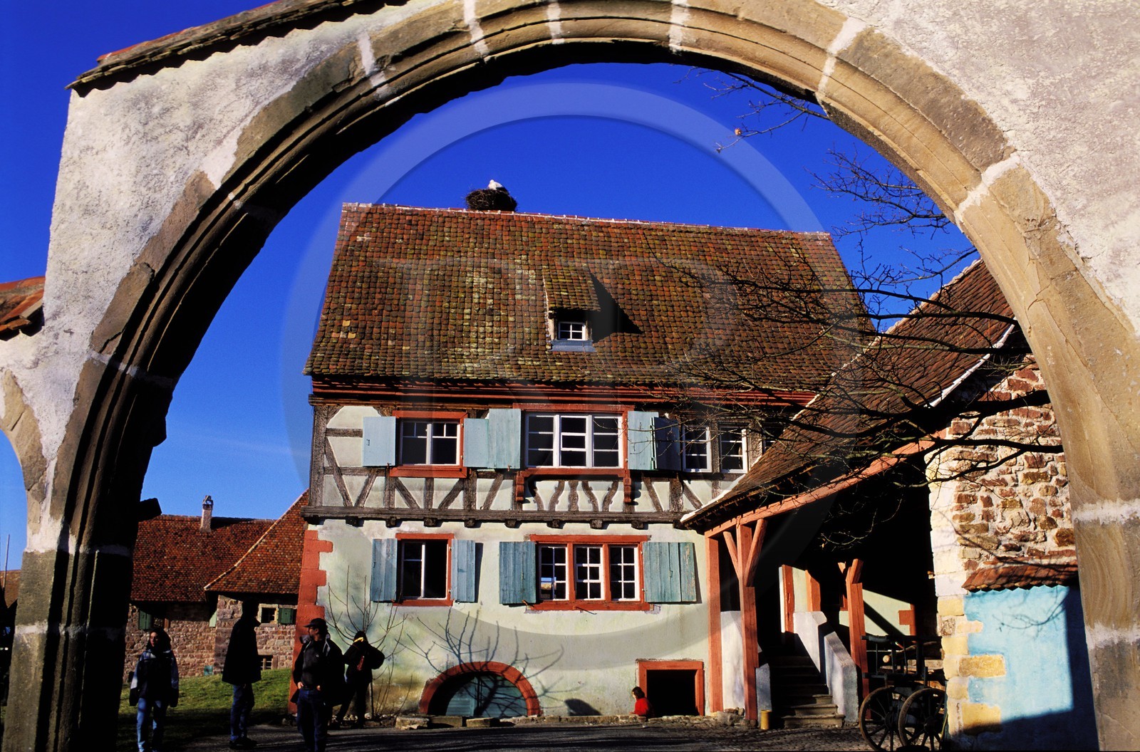 France, Haut Rhin, Ungersheim, Alsatian Ecomuseum, a typical Alsatian traditional house from Wettolsheim