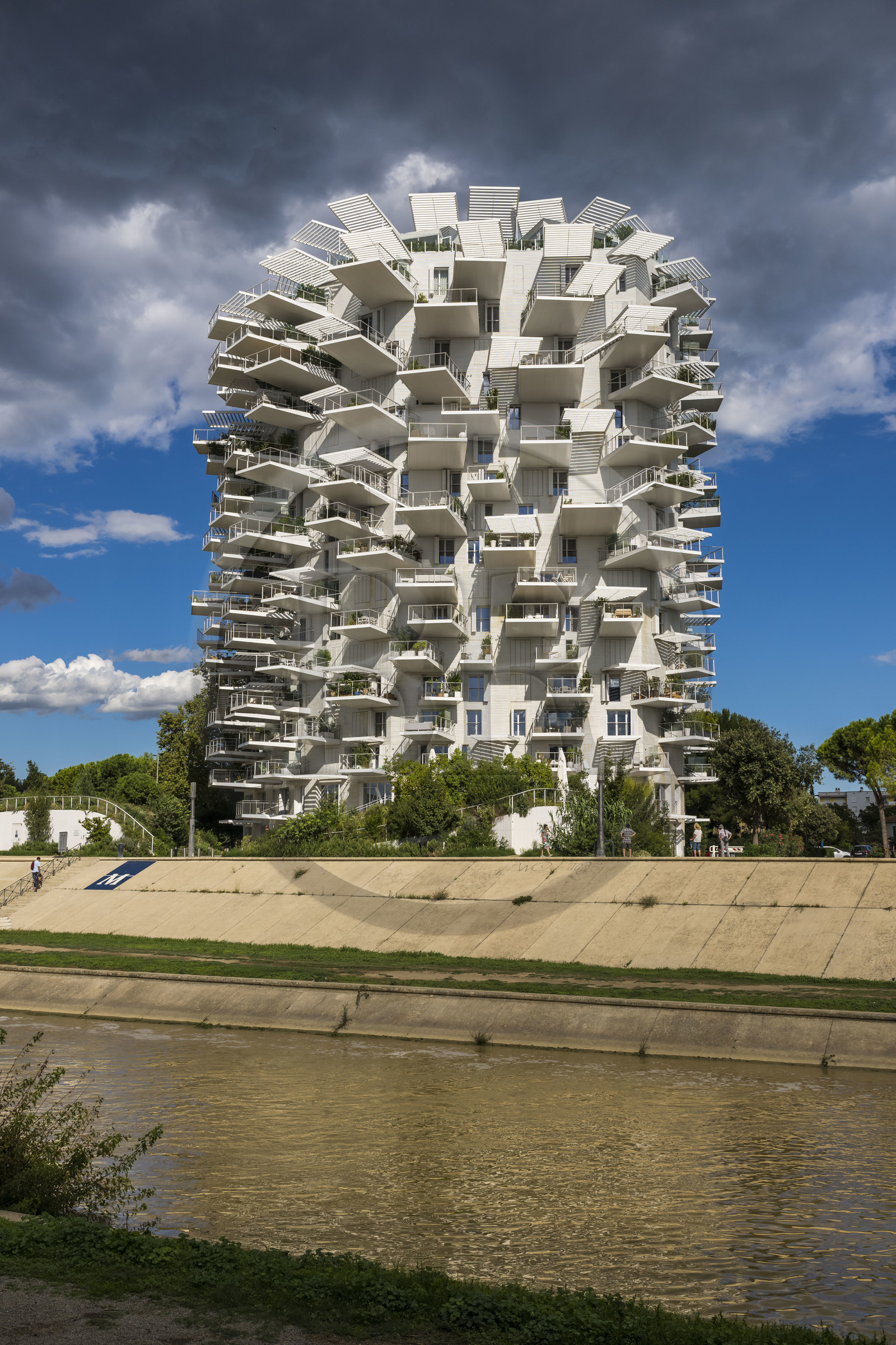 France, Herault, Montpellier, Richter district, the banks of the Lez river, L'Arbre Blanc, building designed by the Japanese Sou Foujimoto and the French architects Nicolas Laisne et Manal Rachdi