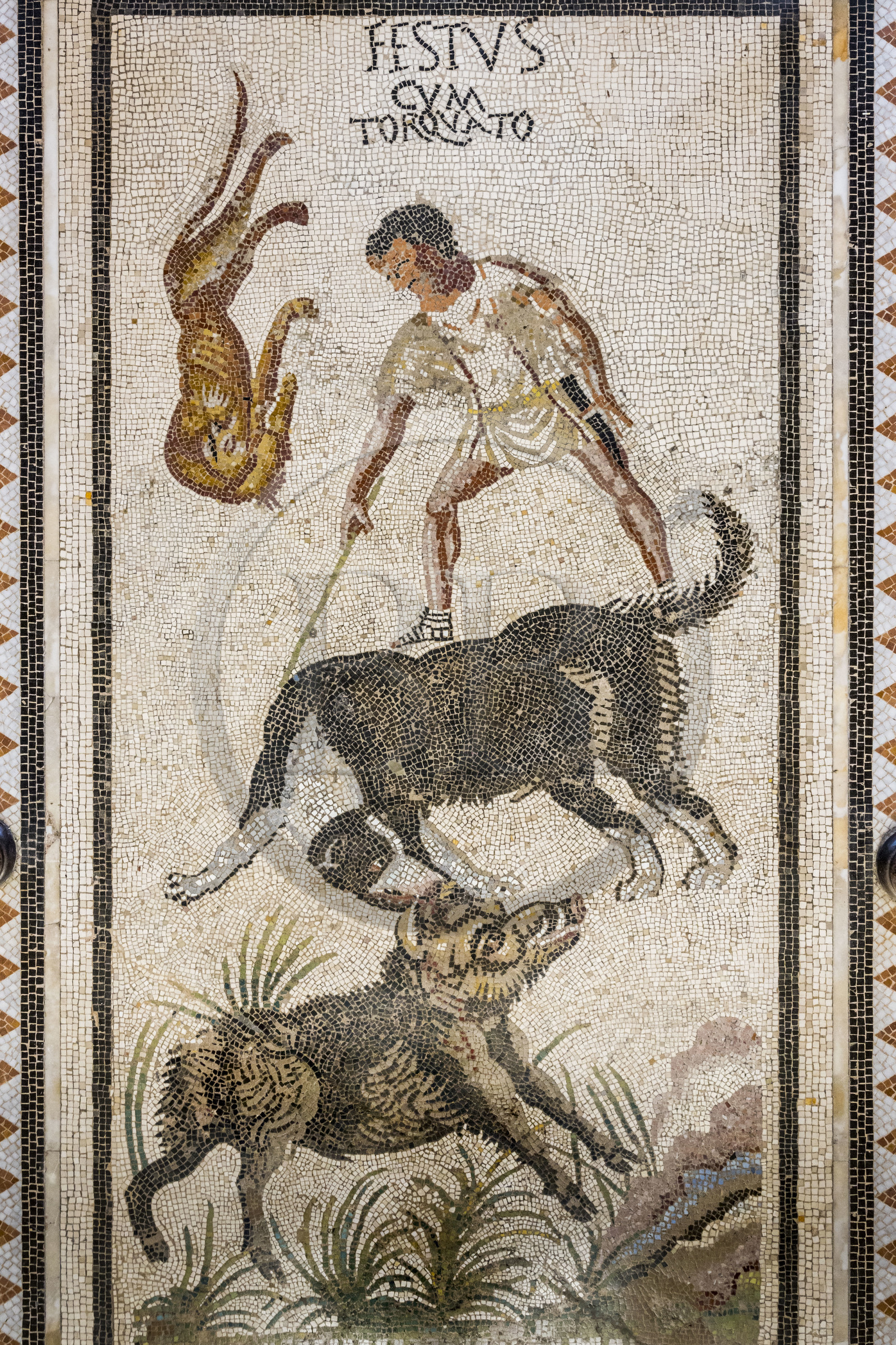 France, Oise, Chantilly, the castle of Chantilly, the Condé museum, Pompeii mosaic in the rotunda overlooking the painting gallery