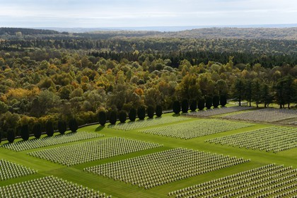 France, Meuse, Douaumont, battle of Verdun, ossuary of Douaumont, national necropolis, graves of soldiers alignment