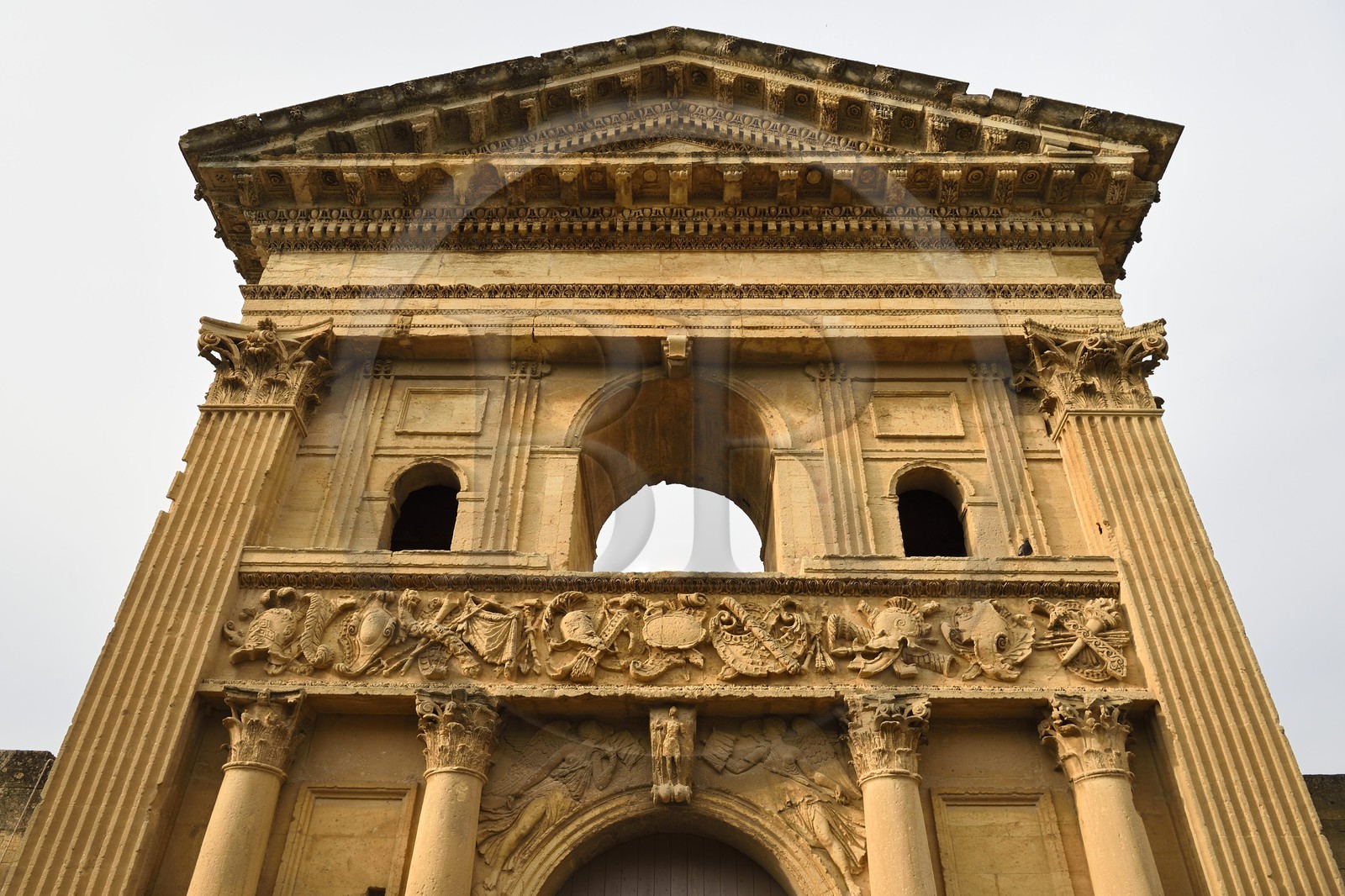 France, Vaucluse, Parc Naturel Regional du Luberon (Natural Regional Park of Luberon), La Tour d'Aigues, ruins of the Renaissance castle, the entrance gate