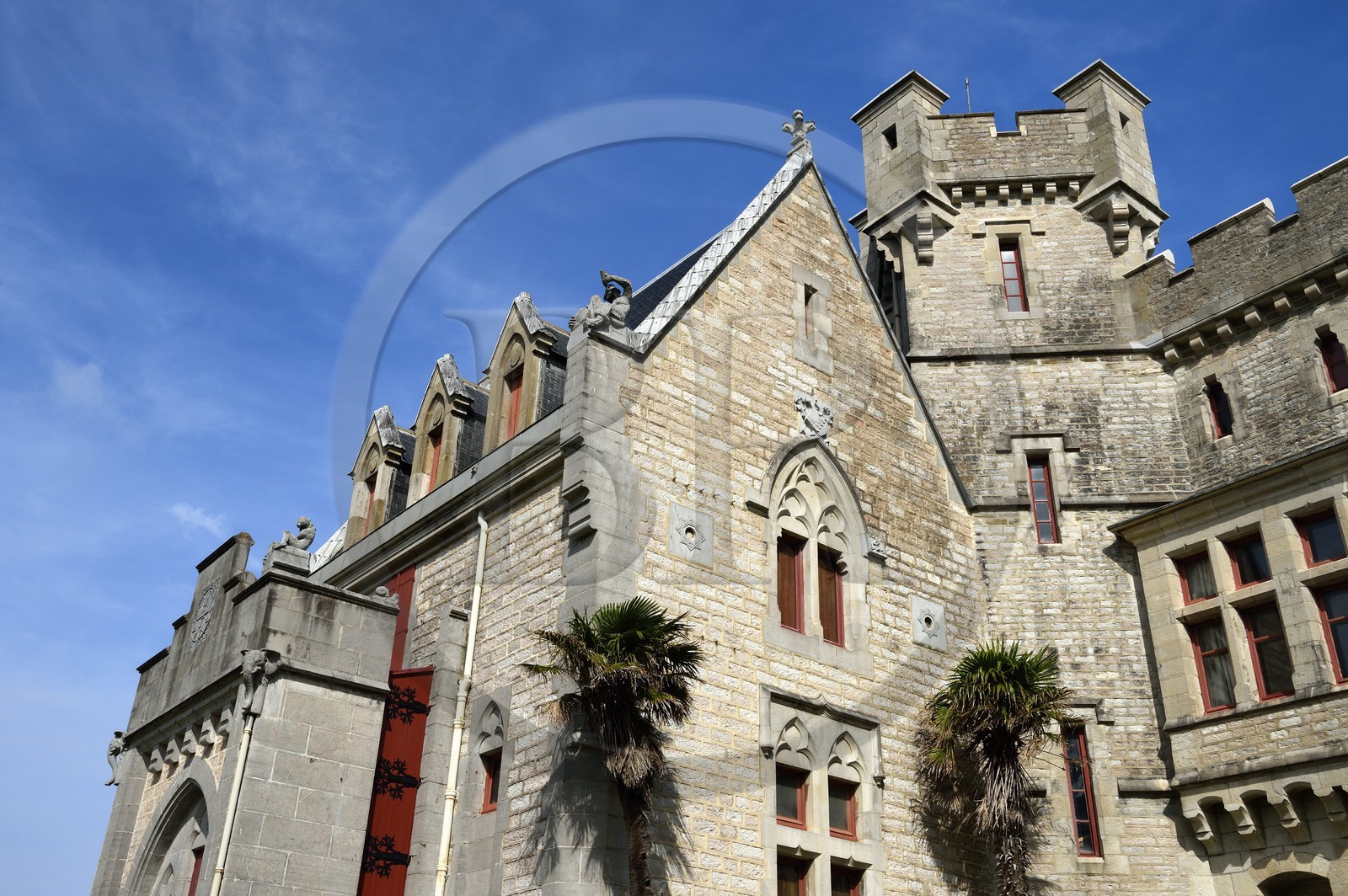 France, Pyrenees Atlantiques, Basque Country coast, Hendaye, Abbadia castle built in 1870 by Eugène Viollet-le-Duc for Antoine d'Abbadie d'Arrast
