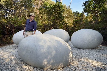 France, Var (83), Iles d'Hyères, parc national de Port Cros, Ile de Porquerolles, la Fondation Carmignac, La Couvée (2018) de Nils Udo, Charles Carmignac directeur de la Fondation Carmignac