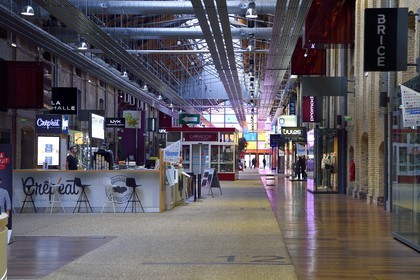 France, Seine-Maritime (76), Le Havre, centre commercial Les Docks Vauban entre le bassin Vauban et le bassin Vatine, anciens docks réhabilités et transformés par les architectes Reichen et Robert