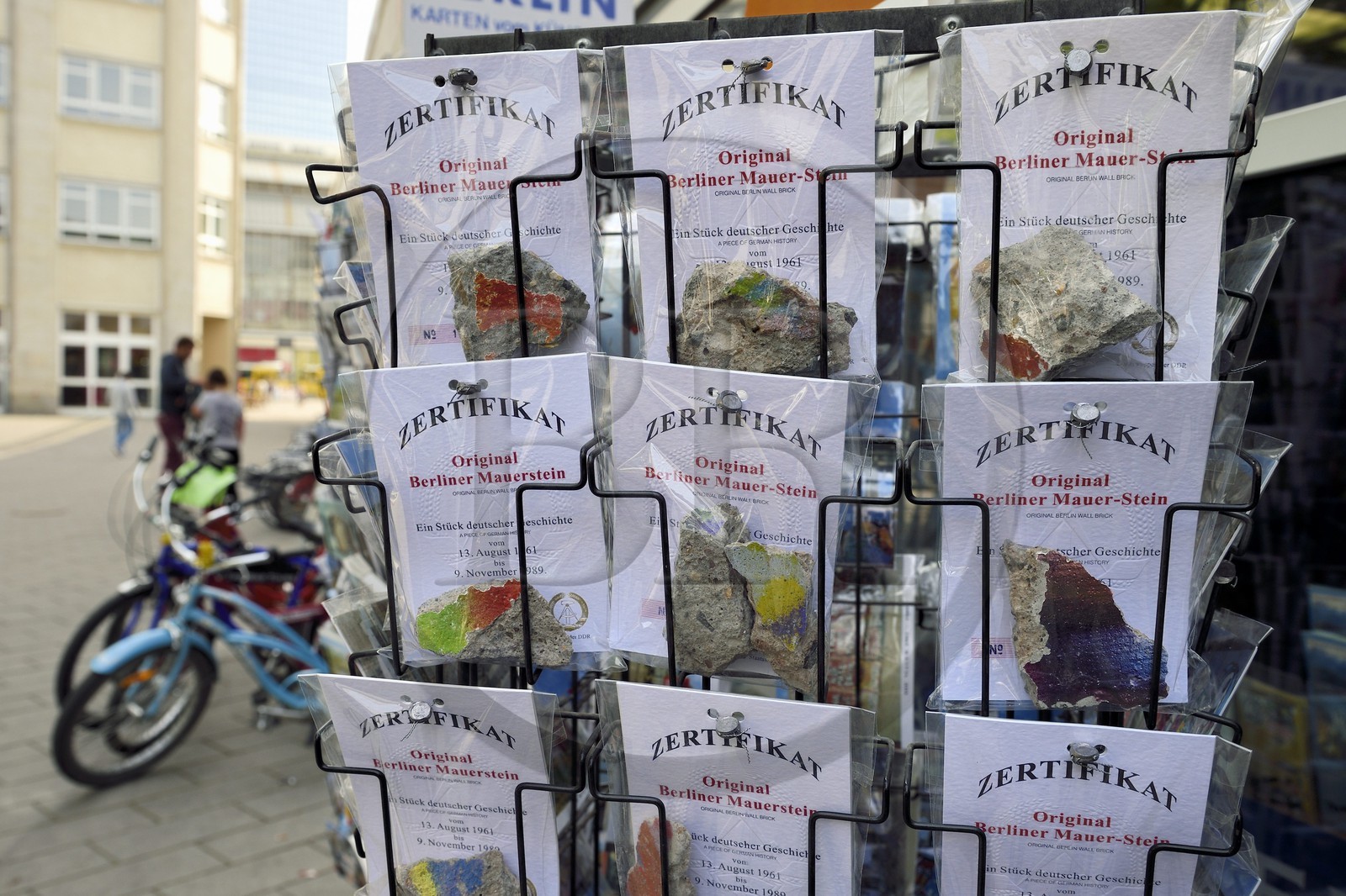 Germany, Berlin, fragments of the Berlin Wall sold as souvenirs