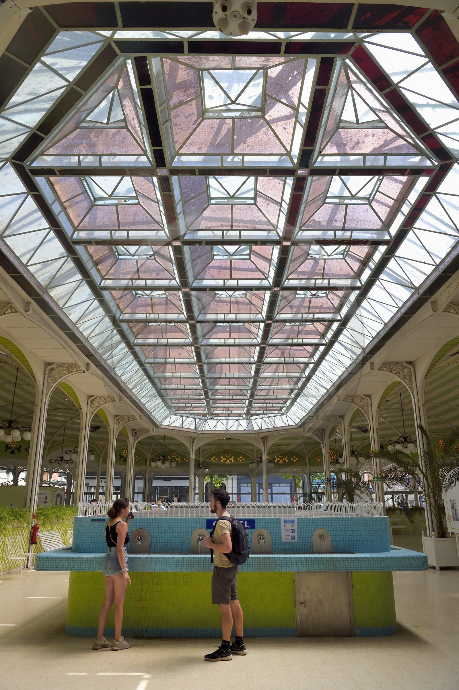 France, Allier (03), Vichy, the Source Hall also called the Drink hall grouping together the four state sources Grande Grille, Mesdames, Lucas and Chomel, with an Art Deco glass roof from 1928