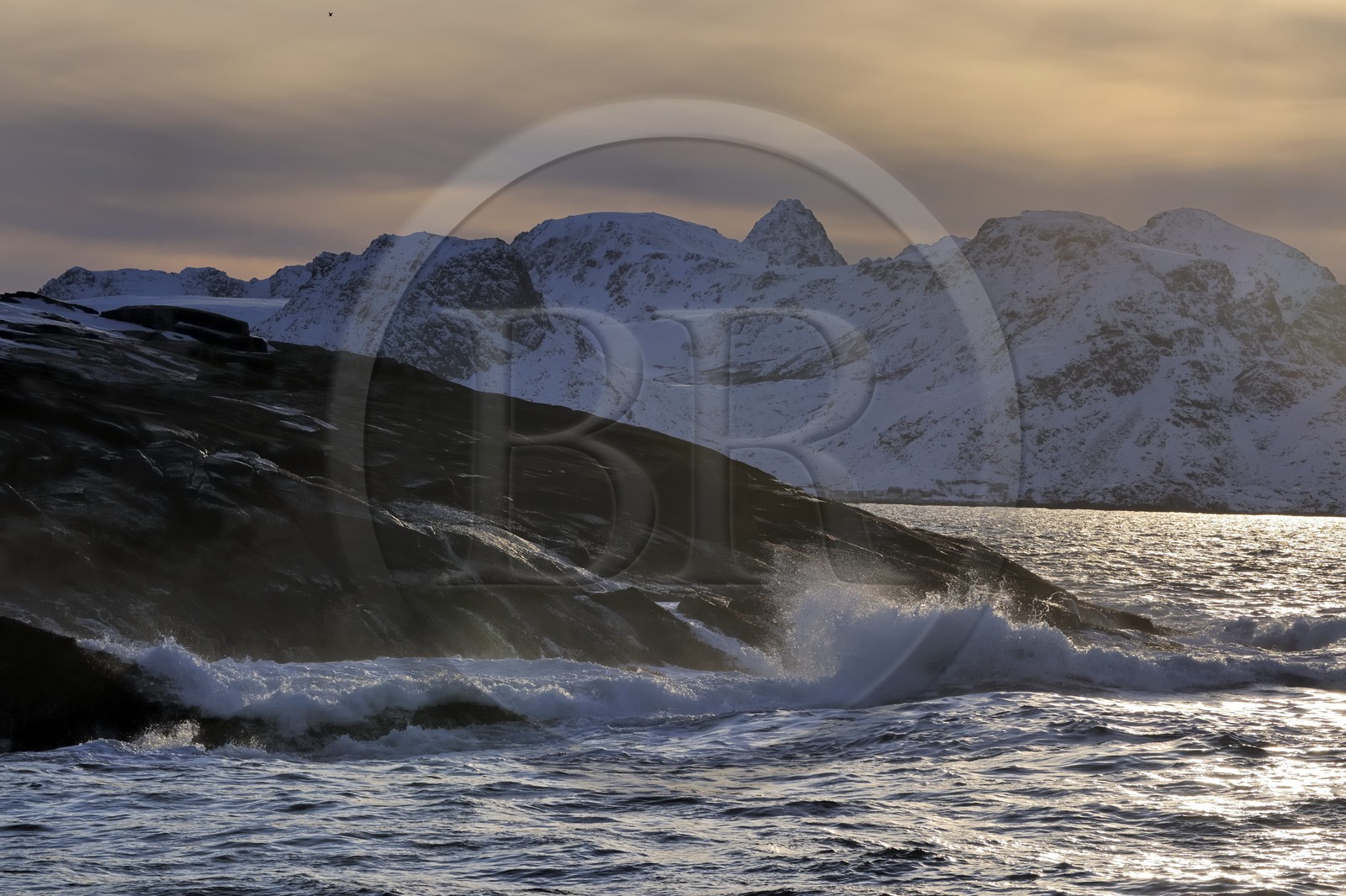 Norvège, Nordland, iles des Westeralen, région de Myre, la côte au large de Sto