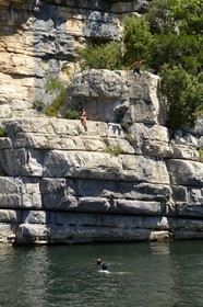 France, Ardeche, Les Vans, kayaks going down the Chassezac River