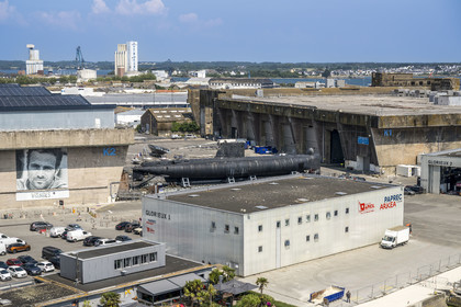 France, Morbihan, Lorient, Lorient La Base, former submarine base built by the Germans during the Second World War, submarine Flore S645 in service from 1964 to 1989 and its museum