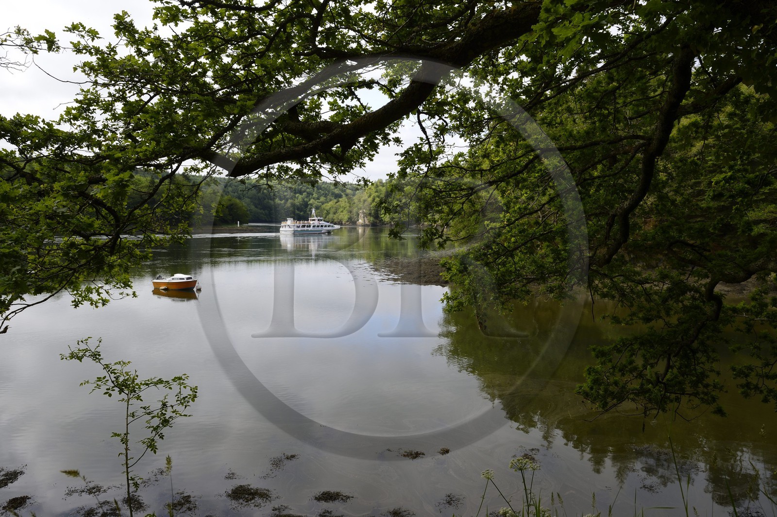 France, Finistère (29), region de Quimper, Plomelin, la rivière Odet, la cale de Rosulien, rocher du Saut de la Pucelle dans les Vire-Court