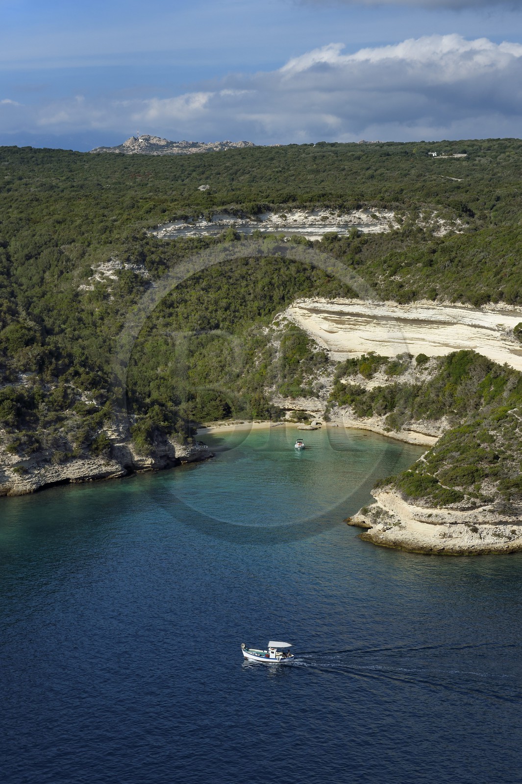 France, Corse-du-Sud (2A), Bonifacio, calanque au pied de la citadelle