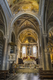 Italie, Ligurie, Cinque Terre, parc national des Cinque Terre classé Patrimoine Mondial de l'UNESCO, village de  Corniglia, l'église paroissiale San Pietro