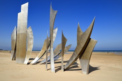 France, Calvados, Saint Laurent sur Mer, Omaha Beach, The Braves memorial work of the sculptor Anilore Banon Anilore Banon