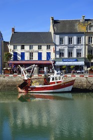France, Calvados, Cote de Nacre, Port en Bessin, trawler in the fishing port