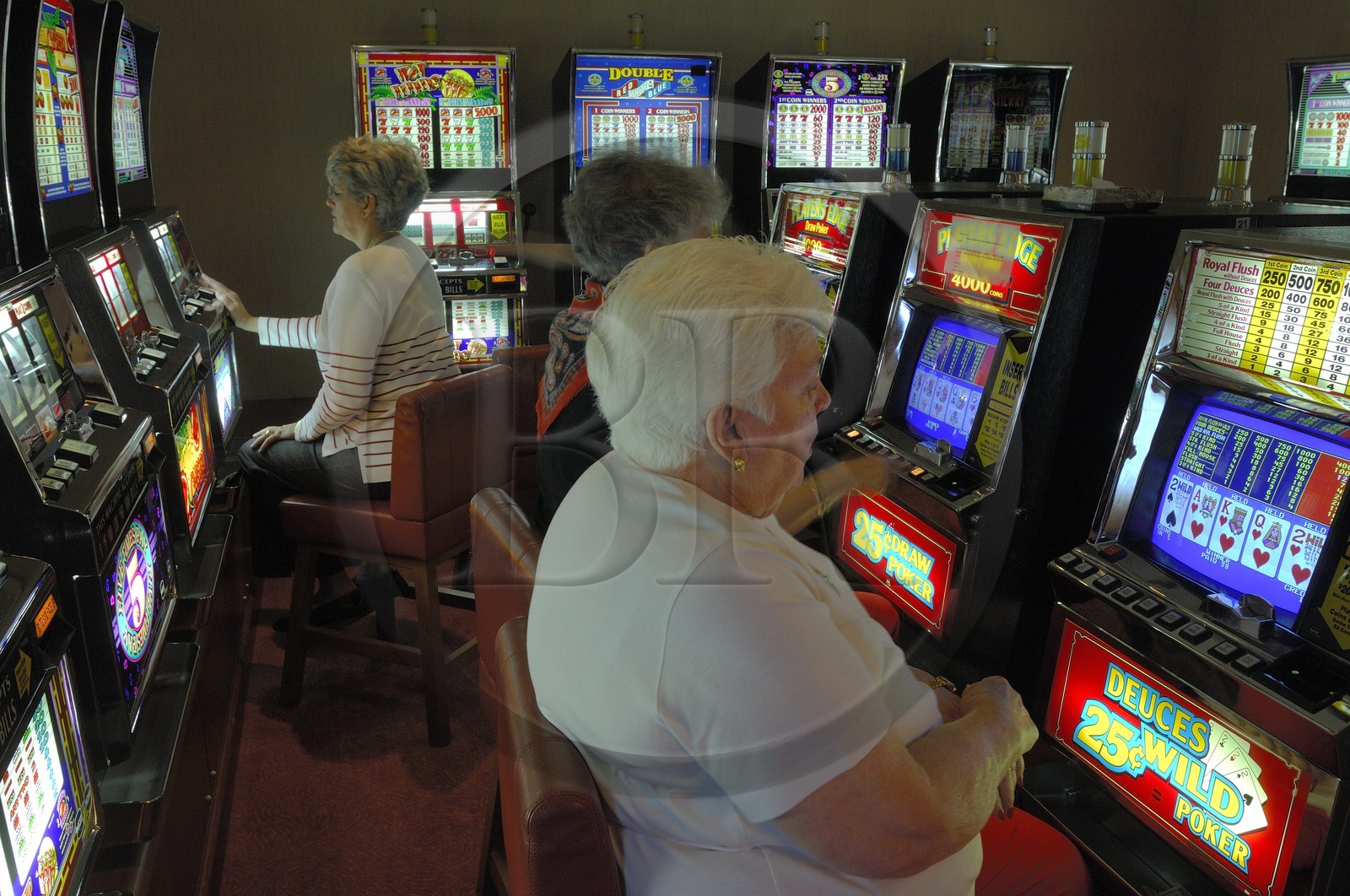 Italy, cruise aboard the Silvershadow ship of the company Silversea, the casino, Slot Machines