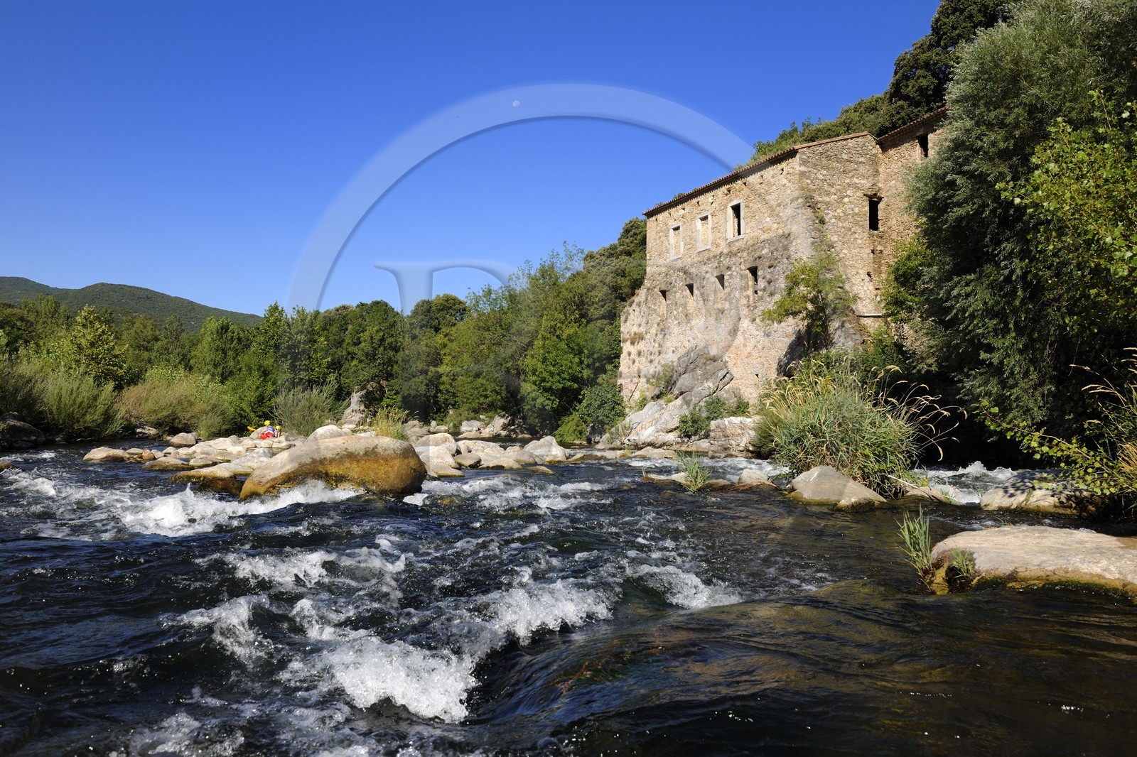 France, Herault, Orb valley, kayaking the river Orb at the moulin de Travassac next to Mons la Trivalle