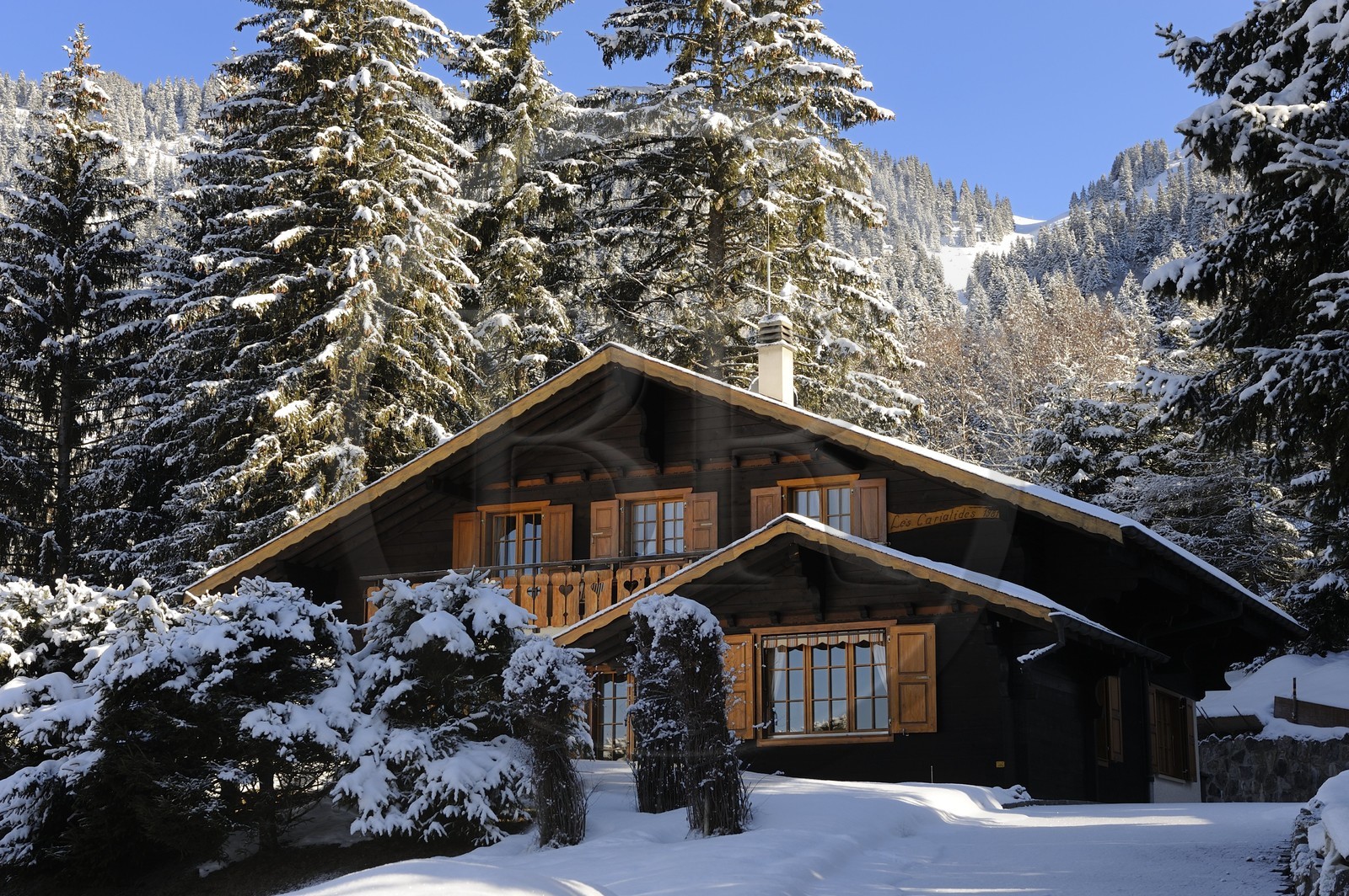 Suisse, Canton de Vaud, Villars sur Ollon, chalet sous la neige