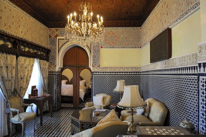 Maroc, Moyen Atlas, Fès, ville impériale, hôtel Sofitel Palais Jamai, la suite du Grand Vizir