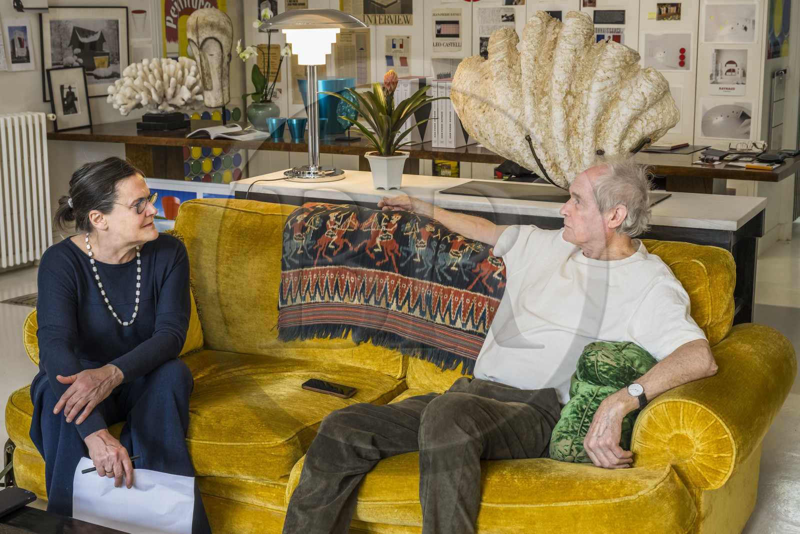 France, Paris, visual artist Jean-Pierre Raynaud in his studio apartment