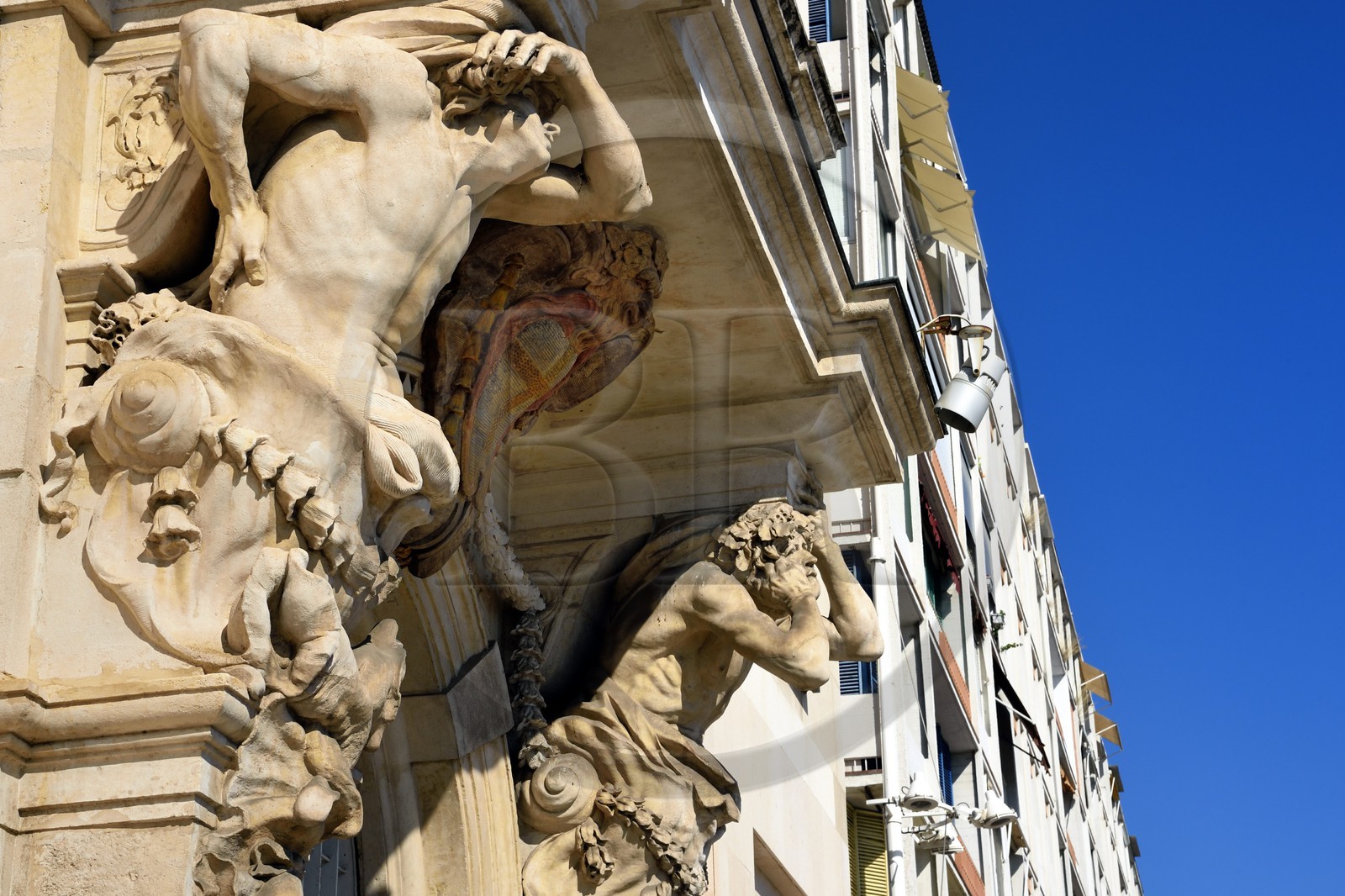 France, Var, Toulon, Atlanteans by Pierre Puget (17th century) around the door quai Cronstadt of the former Hotel de Ville
