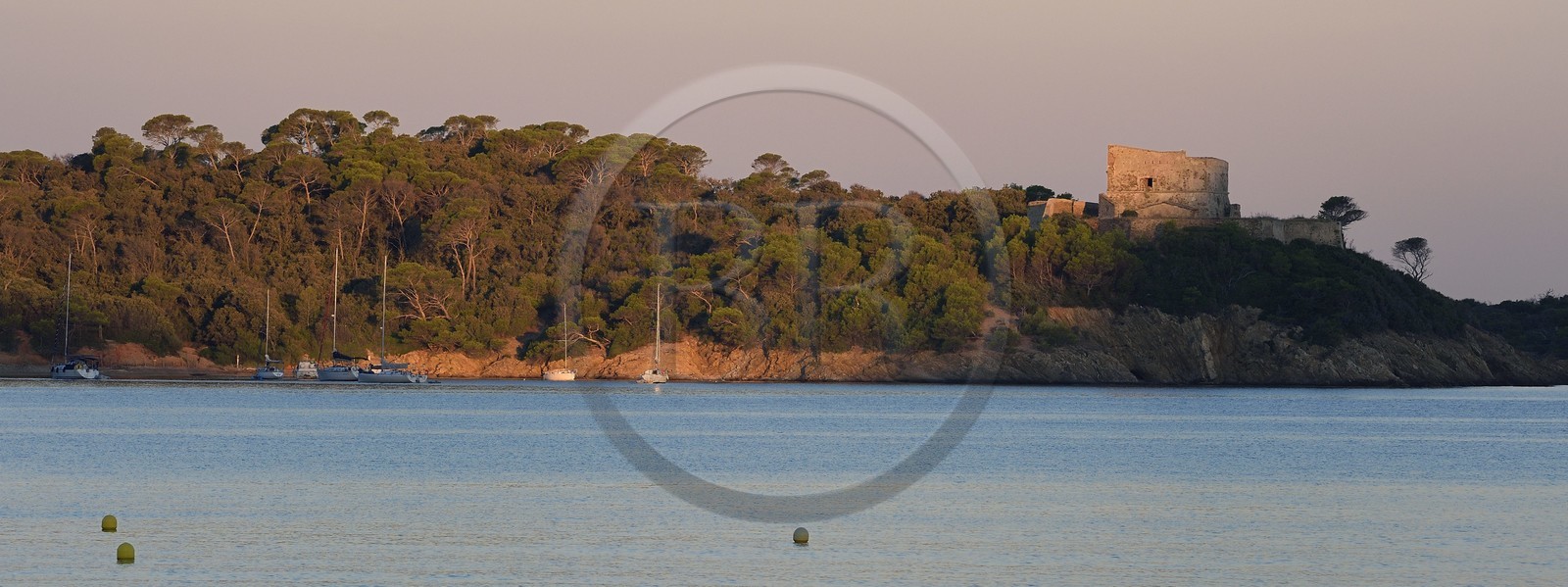 France, Var, Iles d'Hyeres, Parc National de Port Cros (National park of Port Cros), Porquerolles island, the Alycastre Fort and Bay