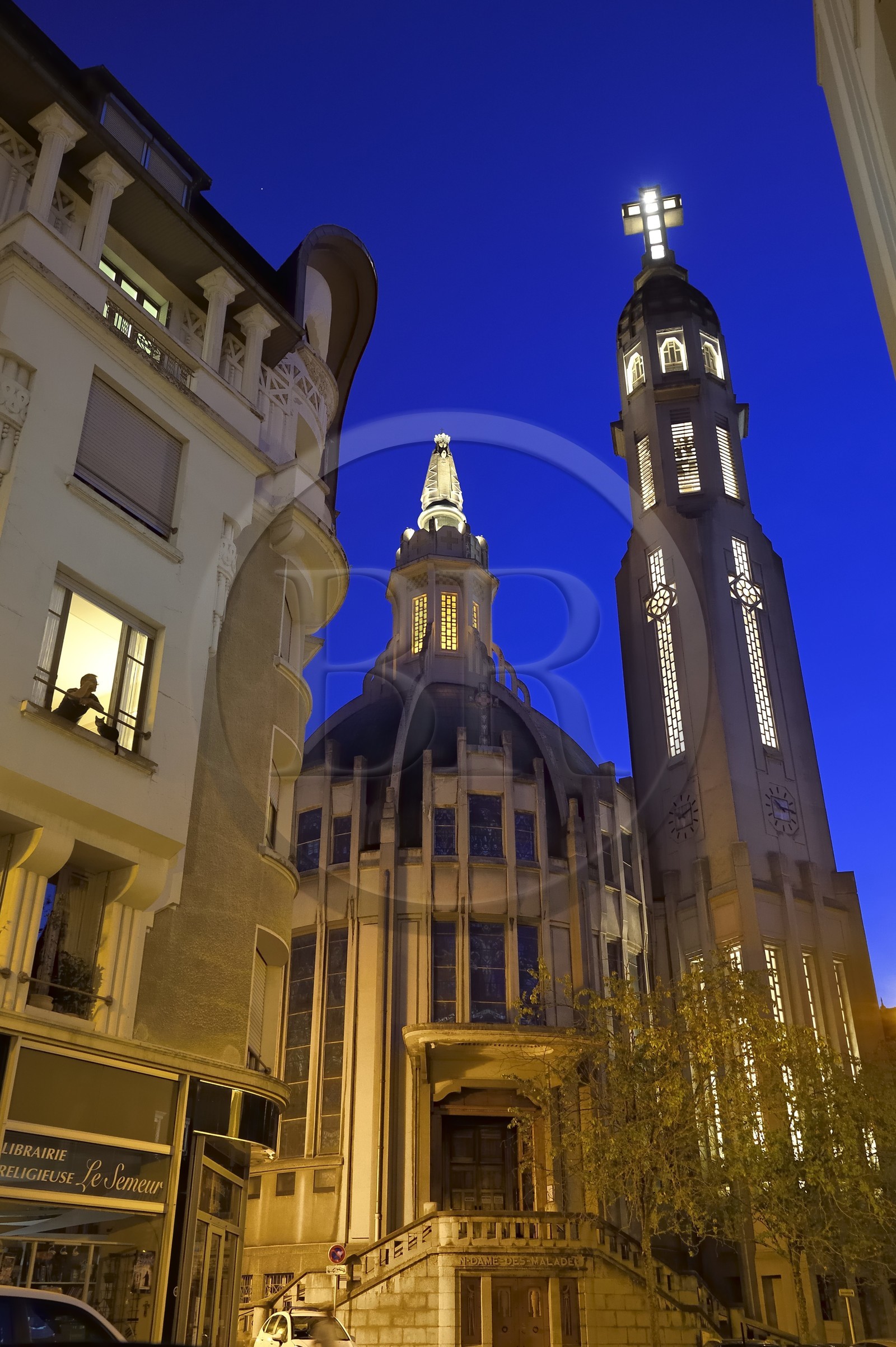 France, Allier (03), Vichy, Notre Dame des Malades (Our Lady of the Sick) church and Saint Blaise church in art Deco style by architects Antoine Chanet and Jean Lioger