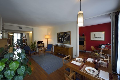 France, Seine Maritime, Le Havre, Downtown rebuilt by Auguste Perret listed as World Heritage by UNESCO, Maison du Patrimoine atelier Perret, appartement Perret, historic showflat of the post war period, furnished in a 1950's style