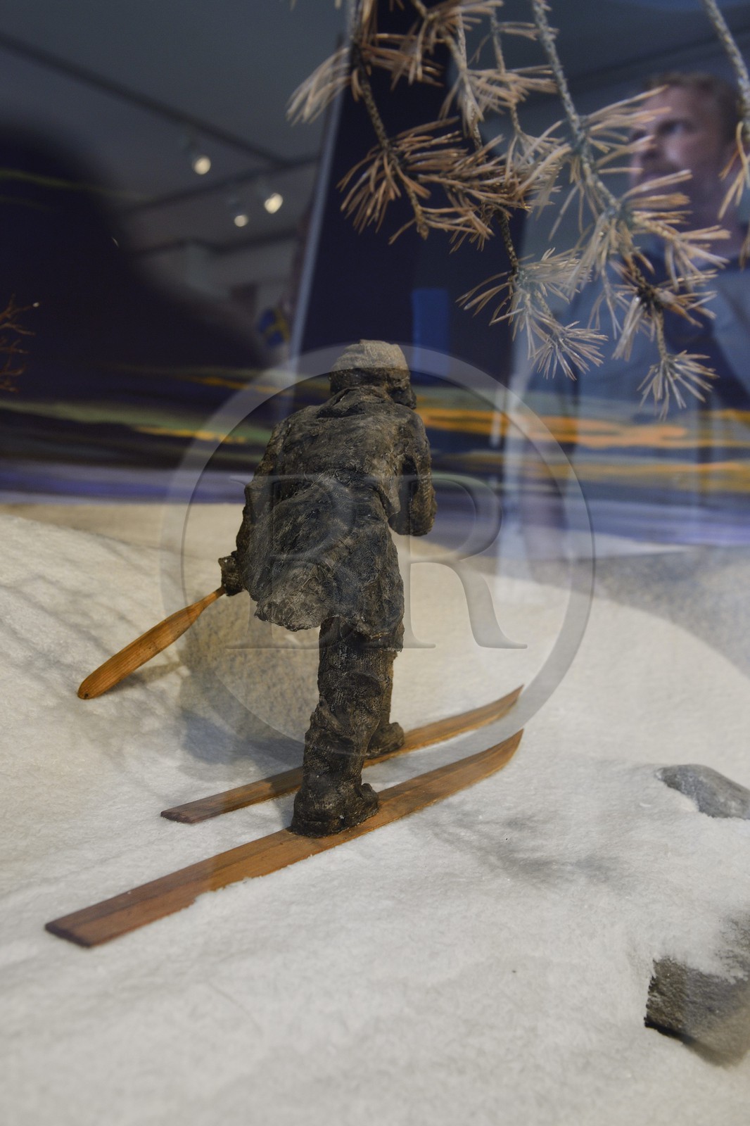 Sweden, Vasterbotten County, Umea, the Vasterbotten museum (folk museum) in Gammlia, the ski museum, the existence illustration of the oldest ski found in the world and dated from 5200 years ago