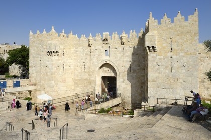 Israel, Jérusalem, ville sainte, vieille-ville classée Patrimoine Mondial de l'UNESCO, la Porte de Damas est l'entrée principale de la vieille ville