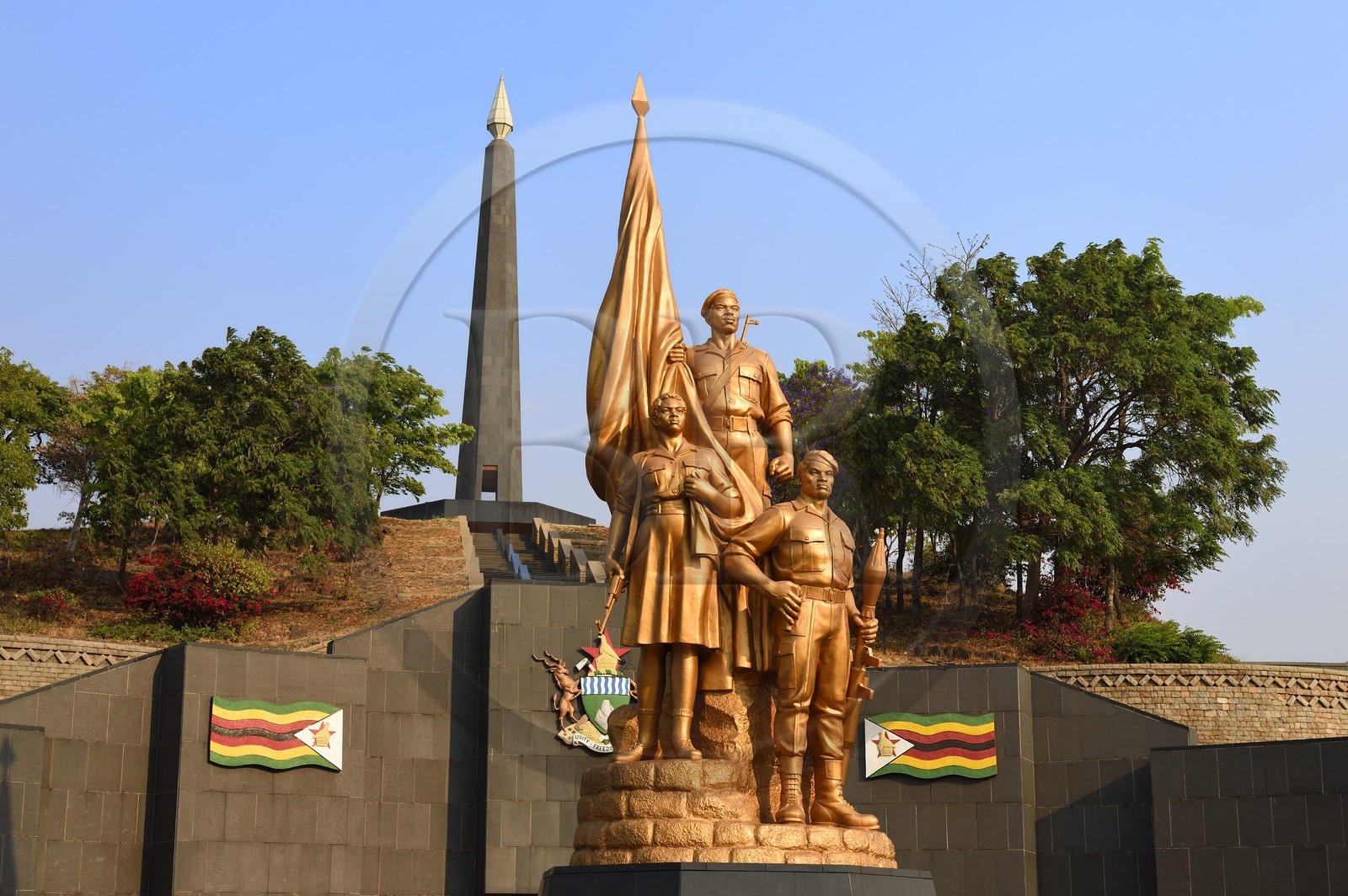 Zimbabwe, Harare, cimetière et le monument national pour commémorer la guérilla du Front patriotique tués pendant la guerre du Bush de Rhodésie du Sud, la statue du soldat inconnu