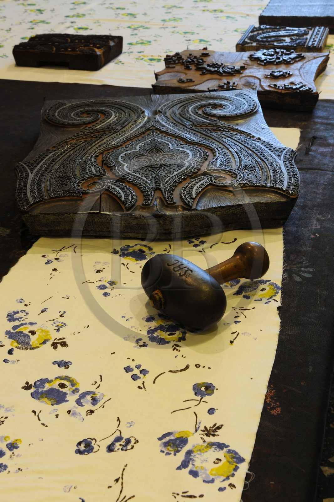 France, Haut Rhin, Mulhouse, musee de l'Impression sur etoffes (Museum of Printed Textiles), inside the printing workshop