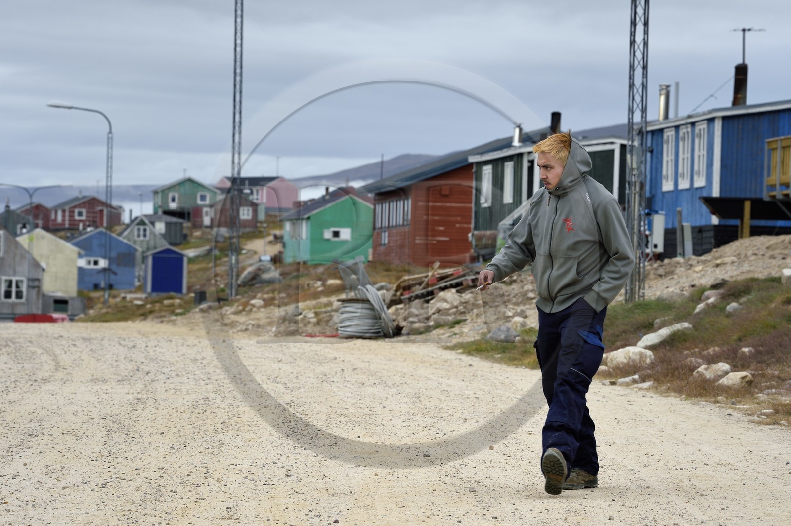 Groenland, cote Nord-Ouest, mer de Baffin, Qaanaaq ou Nouvelle Thule, scène de rue