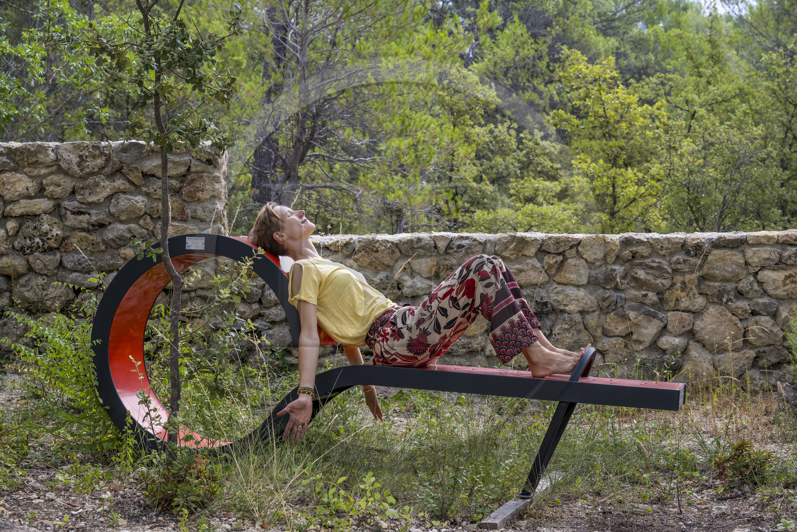 France, Var (83), Provence Verte, Bras, Académie du Bain de Forêt Provençale, forêt du domaine Le Peyrourier - une campagne en Provence, Constanze Coisne guide le Shinrin Yoku