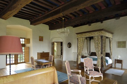 France, Manche (50), Saint-Lo, le château d'Agneaux, une chambre de l'hôtel
