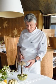 France, Haute Loire, Saint Bonnet le Froid, Régis and Jacques Marcon 3-star restaurant, chef Jacques Marcon