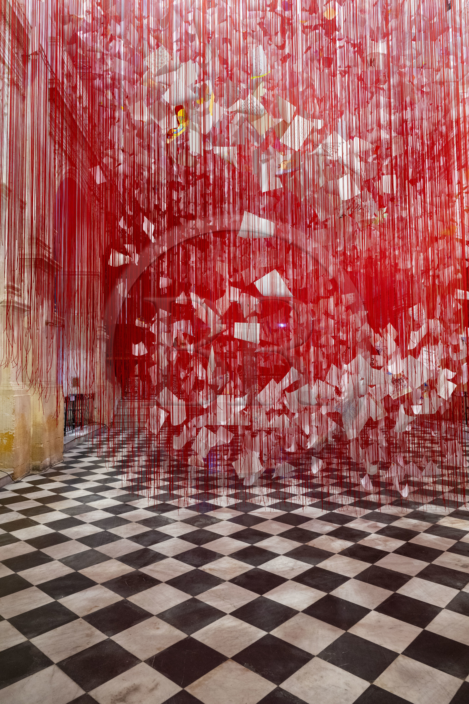 France, Bouches du Rhone, Aix en Provence, Chapel of the Visitation, exhibition by Japanese artist Chiharu Shiota - Beyond Consciousness