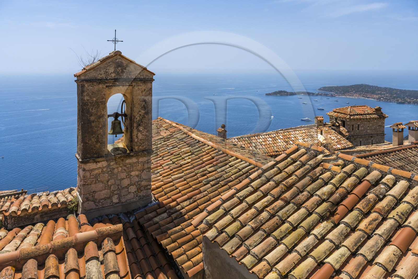 France, Alpes-Maritimes, the hilltop village of Eze, the peninsula of Saint-Jean-Cap-Ferrat in the background
