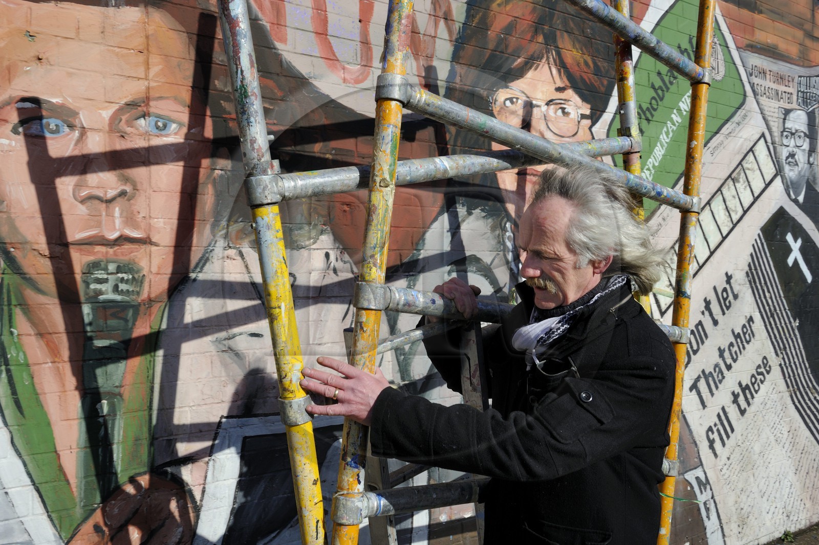 United Kingdom, Northern Ireland, West Belfast, Catholic Falls area, International or Solidarity Wall, murals on Falls Road, Danny Monaghan author of the paintings