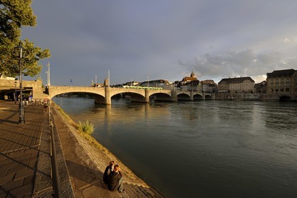 Switzerland, Canton Basel-Stadt, Basel, the Mittlere Brücke over the river Rhine