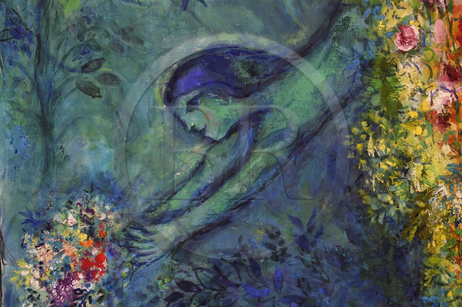 France, Alpes Maritimes, Nice, Musee National Marc Chagall by architect Andre Hermant and created at the initiative of Andre Malraux, hall of the Biblical Message paintings, Adam and Eve Expelled From Paradise (1961), detail