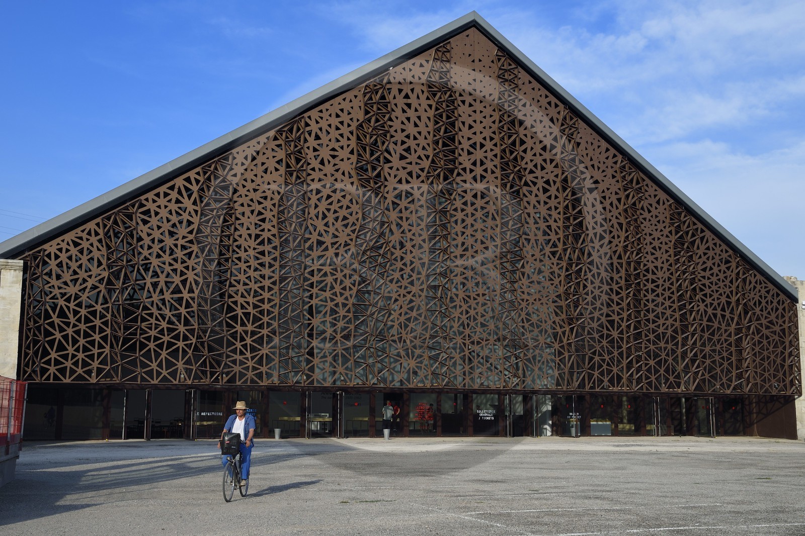 France, Bouches du Rhone, Arles, LUMA Foundation, experimental cultural complex, the Grande Halle covered by a metallic lace welcomes exhibitions