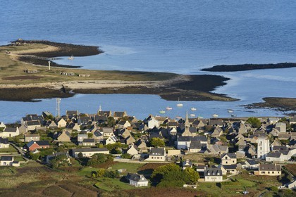 France, Finistere, the regional natural park of Armorica, Iroise sea, Molene island in the Molene archipelago (aerial view)