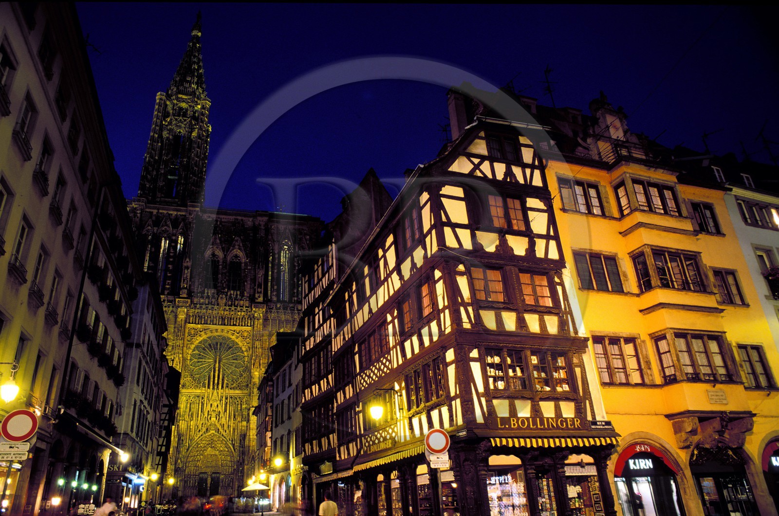 France, Bas Rhin, Strasbourg, old town listed as World Heritage by UNESCO, illuminated Cathedral by night