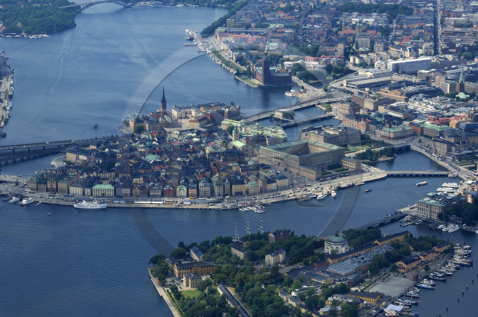 Suède, Stockholm, ile de Gamla Stan (vieille ville) (vue aérienne)