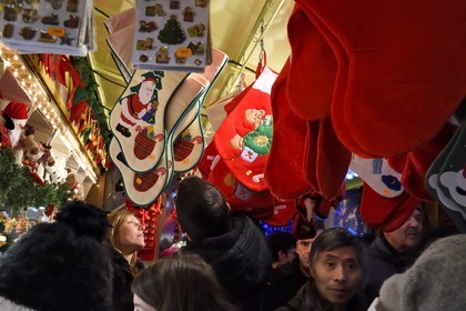 France, Bas Rhin, Strasbourg, old town listed as World Heritage by UNESCO, Christmas market (Christkindelsmarik) on the place Broglie