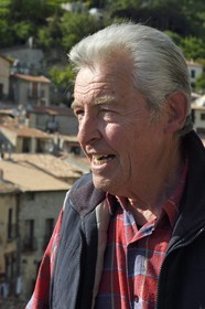 France, Alpes-Maritimes, Peille, Jean-Paul Barelli keeper of peillasque, dialect of Occitan language