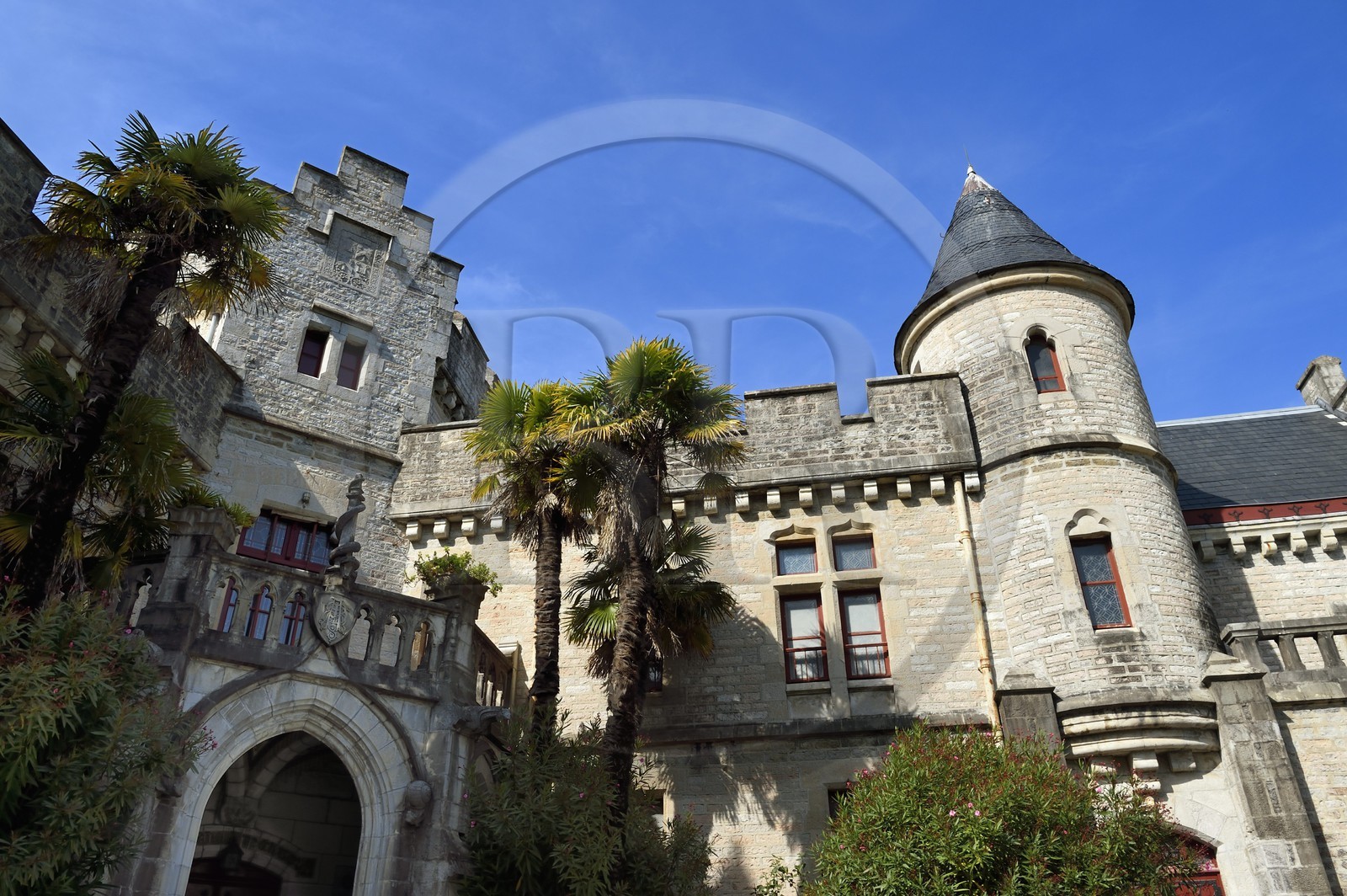 France, Pyrenees Atlantiques, Basque Country coast, Hendaye, Abbadia castle built in 1870 by Eugène Viollet-le-Duc for Antoine d'Abbadie d'Arrast