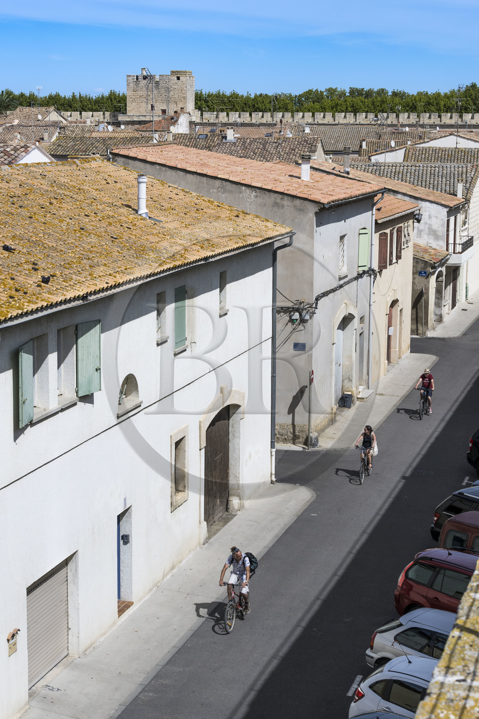 France, Gard (30), Aigues-Mortes, la vieille ville depuis les remparts