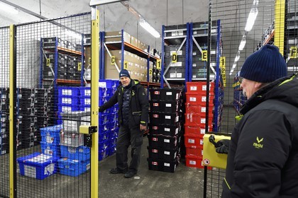 Norvège, Svalbard, Spitzberg, Longyearbyen, la Réserve mondiale de semences du Svalbard (banque de graines du Global Seed Vault), salle de stockage des semences artificiellement maintenue à -18°C, près de 900000 échantillons ont été déposés, provenant de 200 pays d'origine et de 73 instituts déposants