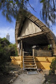 Tanzanie, archipel de Zanzibar, île de Unguja (Zanzibar), côte ouest, Eco-bungalows de la réserve naturelle de Chumbe Island Coral Park